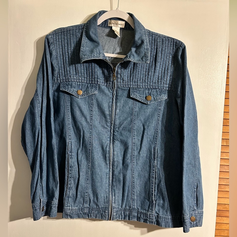 100% Cotton Vintage Draper's & Damon's Blue Denim Zip up Jacket